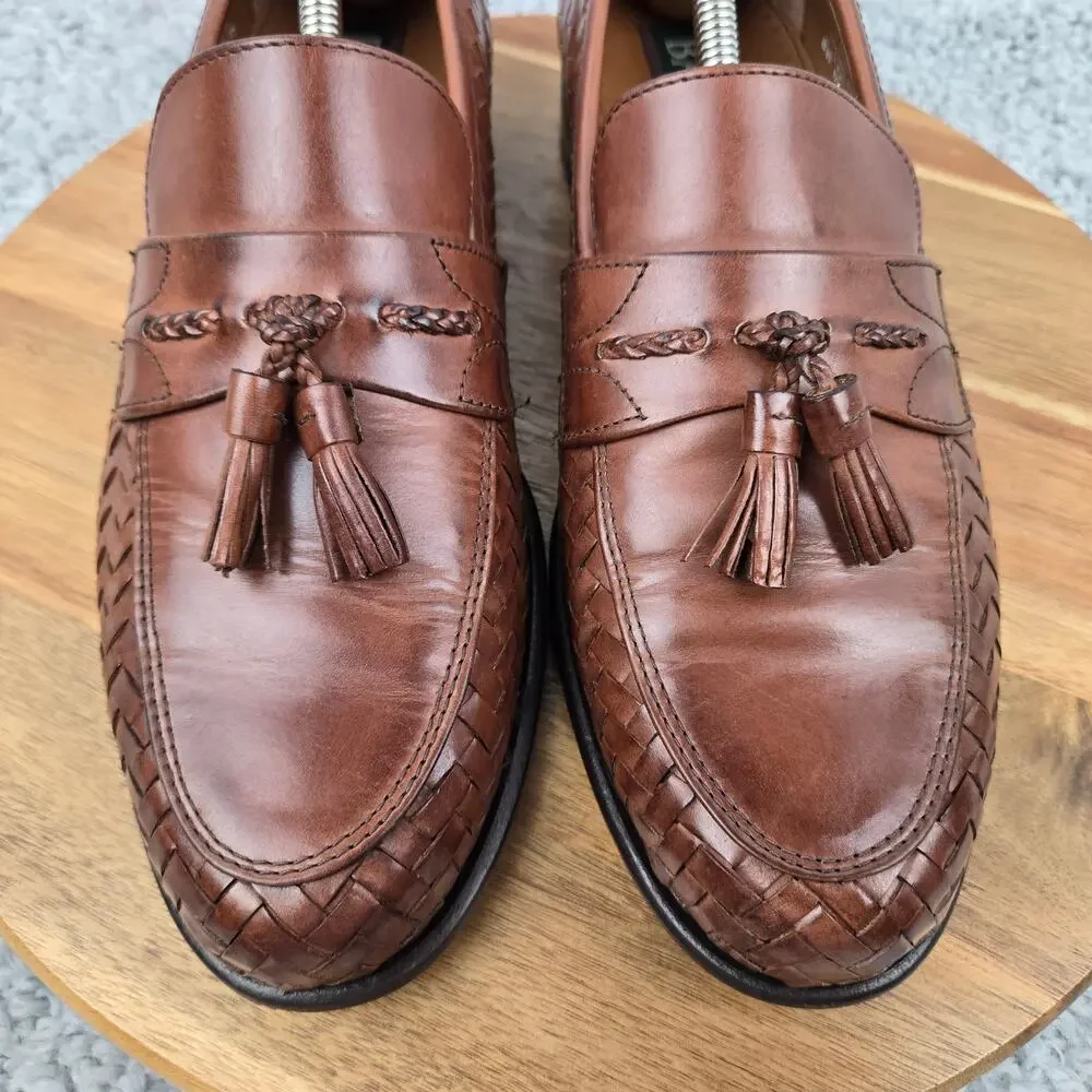 G.H. Bass Mens 9M Jerome Brown Woven Leather Casual Daily Office Tasseled Loafer